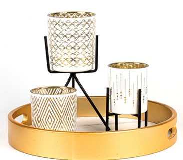 Portacandele in vetro con motivo di lusso BYF Craft: rimodellare i rituali domestici con luce e ombra dorate