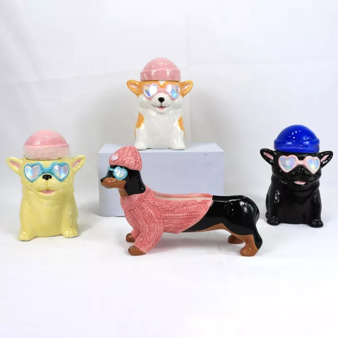 Portacandele in ceramica con animali