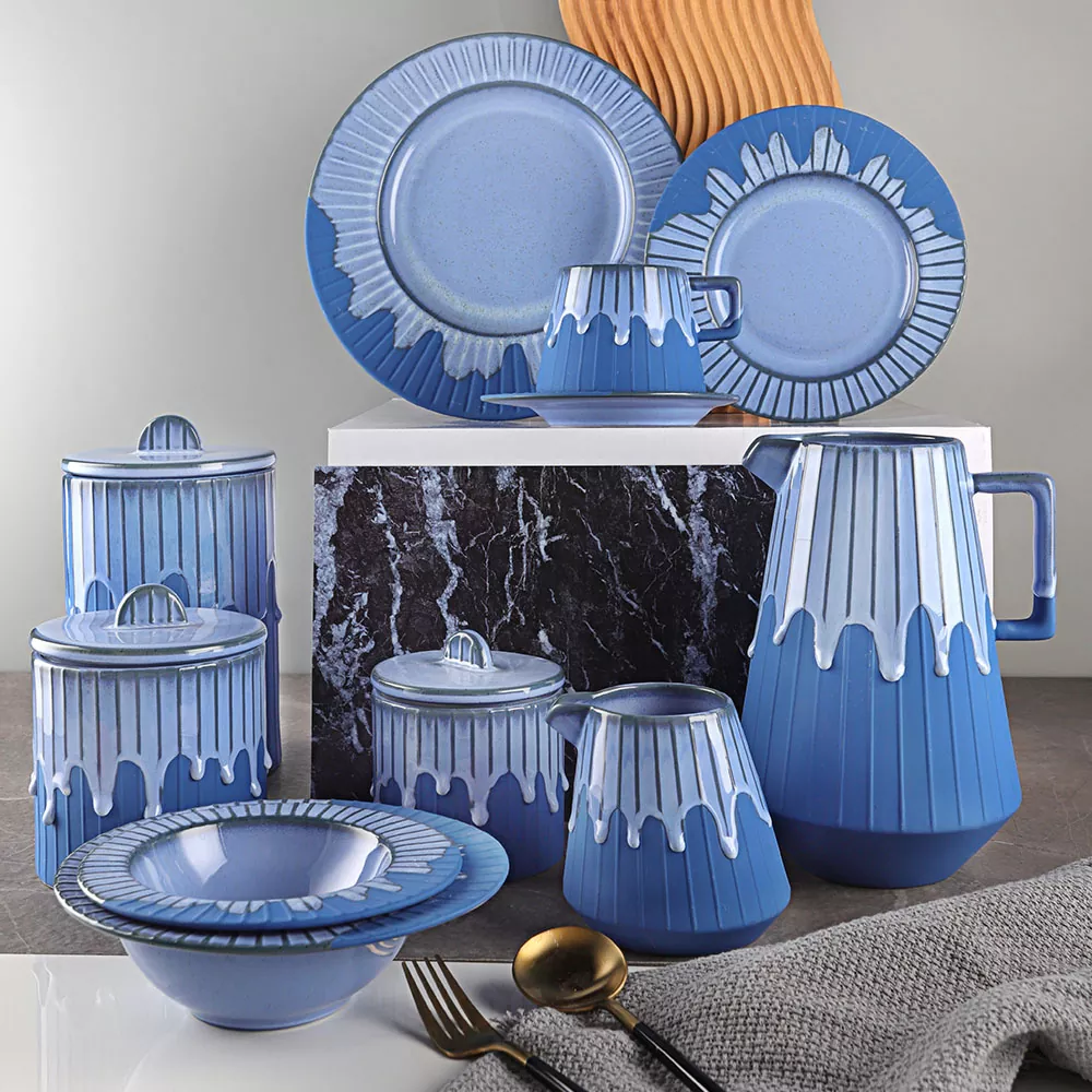 Set di ciotole in ceramica Blue Rhythm