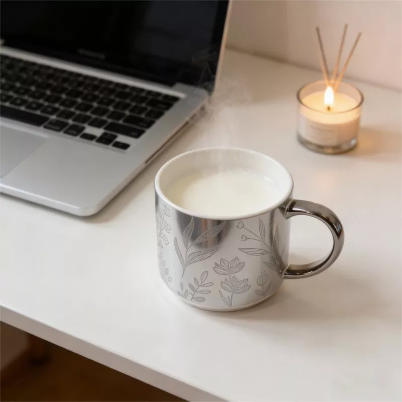 Tazza in ceramica con decalcomania galvanica