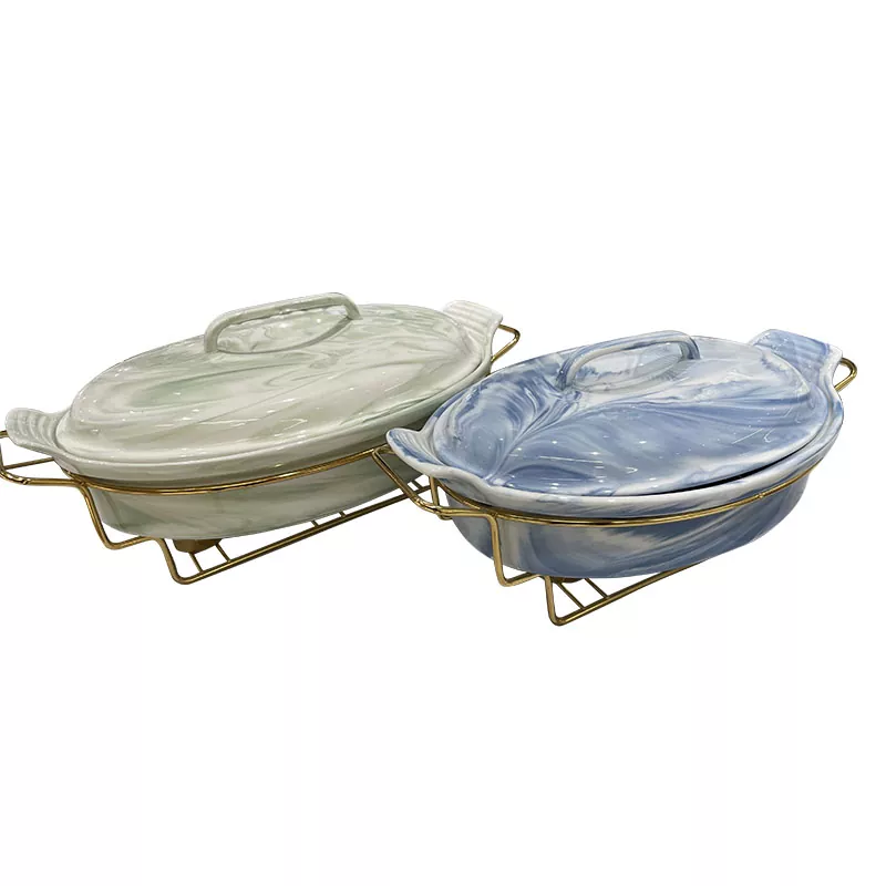 Elegante piatto in ceramica marmorizzata