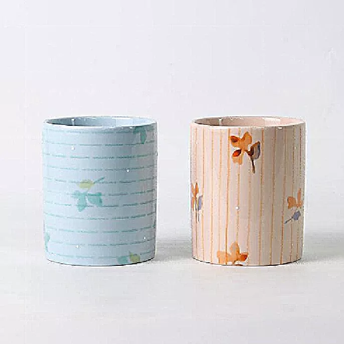 Portacandele in ceramica floreale dipinto a mano Portacandele in ceramica floreale dipinto a mano