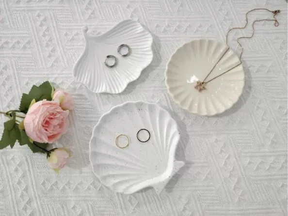 Shell And Starfish Ceramic Jewelry Tray
