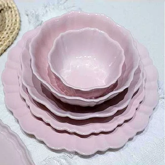Set di ciotole in ceramica rosa Macaron Set di ciotole in ceramica rosa Macaron
