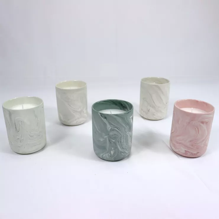 Portacandele in ceramica marmorizzata