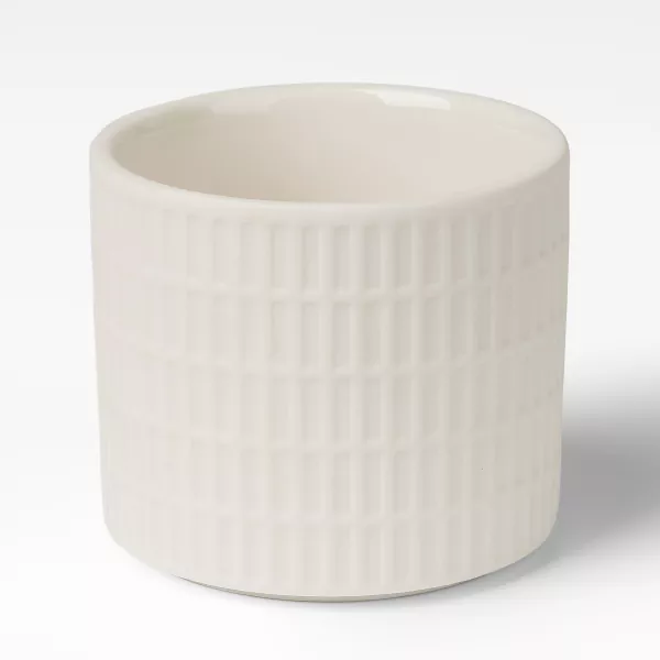 Portacandele in ceramica con motivo a griglia bianco latte Portacandele in ceramica con motivo a griglia bianco latte