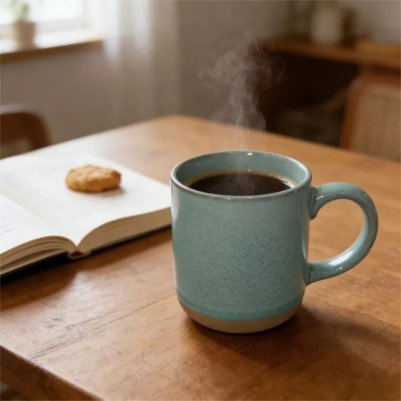 Tazza blu da viaggio in ceramica semplice e moderna