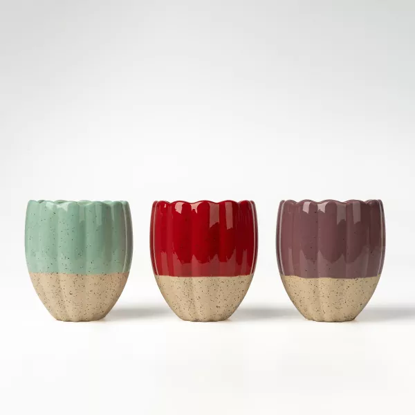 Portacandele in ceramica fatti a mano a forma di onda
